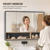 Wall Mounted Bathroom Medicine Cabinet with Mirror and Shelves, Grey