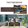 Garden Dining Table, Patio Rattan Dining Table with Glass Top, Storage Shelf for Yard, 59