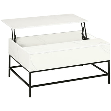 Lift Top Coffee Table with Hidden Storage Compartment Lift Tabletop Center Table for Living Room, White