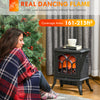 Electric Fireplace Heater, Freestanding Fireplace Stove with Realistic Flame, Overheat Protection, 750W/1500W, Black
