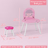 Qaba Kids Dressing Table with Mirror and Stool, Girls Vanity Set for Bedroom, Nursery, for Ages 3-6, Pink