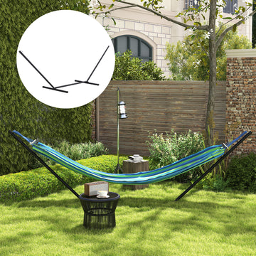 11.8'L Hammock Stand Extra Long Heavy Duty Straight Pole Day Bed Swing Metal Frame Simple Set Up Garden Outdoor Camping Picnic Use Black