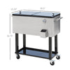 80 Quart Rolling Cooler Cart Portable Patio Ice Beer Beverage Cooling Bin w/ Bottle Opener & Storage Shelf