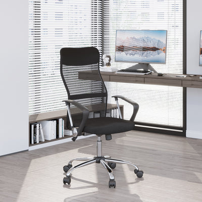 Ergonomic Mesh Office Chair, High Back Computer Desk Chair with Adjustable Height, Tilt Function, Armrest, 360° Swivel Office, Black
