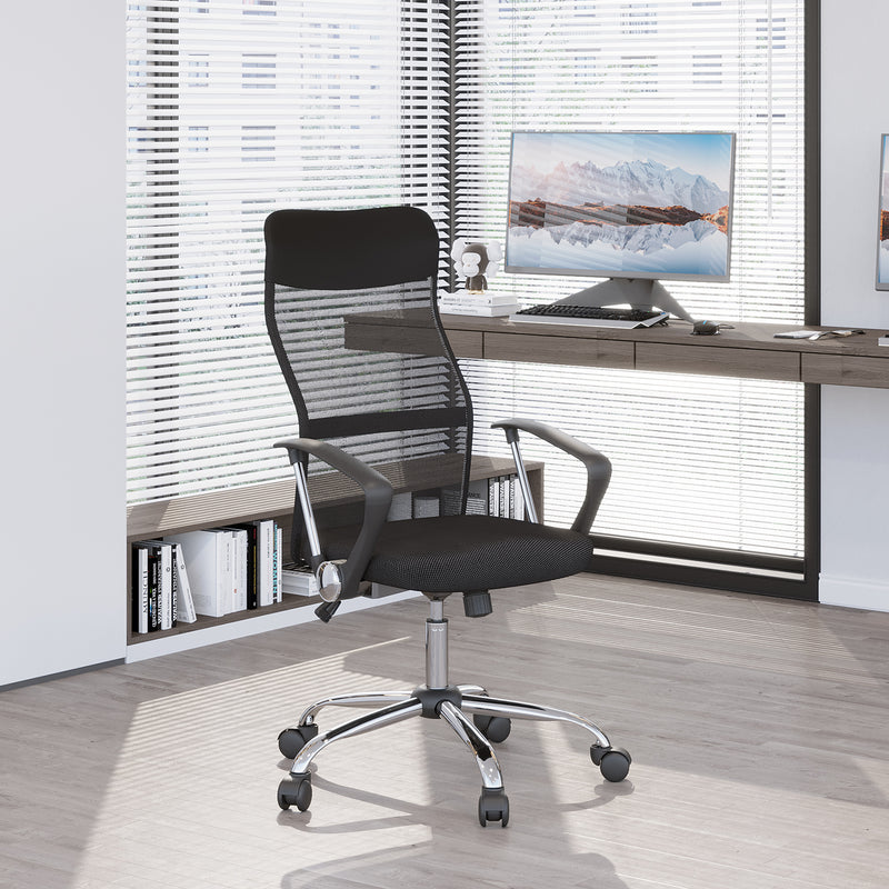 Ergonomic Mesh Office Chair, High Back Computer Desk Chair with Adjustable Height, Tilt Function, Armrest, 360° Swivel Office, Black
