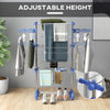 3-Tier Foldable Clothes Drying Rack, Stainless Steel Laundry Rack with 2 Side Wings and 6 Castors, Collapsible Adjustable Clothes Airer for Indoor Outdoor, Blue