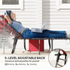Folding Lounge Chair, Outdoor Chaise Lounge Tanning Chair with Adjustable Back, Side Table, Headrest, Red