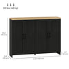 Modern Sideboard Buffet Cabinet, Modern Kitchen Storage Cabinet with 4 Doors Adjustable Shelves, for Dining Room, Black
