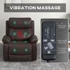 Leather Reclining Chair with Vibration Massage, Swivel Base, Rocking Function, Remote Control, Brown