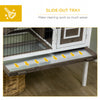 Rabbit Hutch Dual-Height Design Bunny House with Run Slide-Out Tray White and Coffee