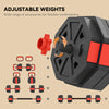 6-in-1 Adjustable Dumbbell Set, Used as Kettlebell, Barbell, Dumbbell, Push-Up Stand, 55lbs Free Weights Set, Red