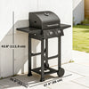 2 Burner Propane Gas Grill with Wheels, 18,400 BTU Portable BBQ Grill with Foldable Side Shelves, Warming Rack, Black