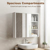 Bathroom Medicine Cabinet with Mirror, Wall Mount Mirror Cabinet with Open Shelves, White Wood Grain