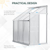6' x 4' Aluminum Lean-to Greenhouse Polycarbonate Walk-in Garden Greenhouse with Adjustable Roof Vent, Rain Gutter and Sliding Door for Winter