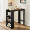 Modern Bar Table, Counter Height Dining Table with 3 Storage Shelves for Kitchen, Dining Room, Living Room, Rustic Brown