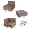 7-Piece Outdoor Patio Furniture Set – PE Rattan Sectional Sofa with Washable Cushions & Tempered Glass Coffee Table, Grey