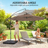 9.6ft Offset Patio Umbrella Garden Hanging Parasol Banana Cantilever Umbrella with Base, Crank