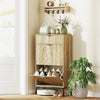 Narrow Shoe Storage Cabinet with Flip Drawers, Shoe Cabinet with Adjustable Shelves, Sliding Drawer, Holds 8 Pairs, Oak