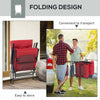 Set of 2 Outdoor Folding Chairs with Adjustable Backrest, Padded Camping Chairs for Outdoor Events, Red