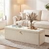 Storage Ottoman, Upholstered Velvet End of Bed Bench, Button Tufted Storage Bench for Bedroom, Living Room, Beige