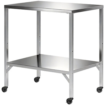 Outdoor Grill Cart with Stainless Steel Tabletop, Pizza Oven Stand with Shelf, Lockable Wheels, Rolling BBQ Table