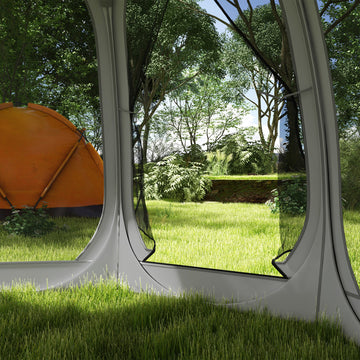11' x 11.5' Screen Tent, Pop Up Camping Gazebo with Portable Carry Bag and 2 Doors, Grey