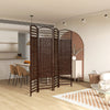 4 Panel Folding Room Divider, Portable Privacy Screen, Wave Fiber Room Partition for Home Office, White, Brown