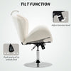 Swivel Office Chair, Velvet Desk Chair with Wide Bucket Seat, Butterfly Back, Tilt Function and Round Base, Cream White