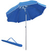 Arc. 6.4ft Beach Umbrella with Aluminum Pole Pointed Design Adjustable Tilt Carry Bag for Outdoor Patio Blue