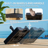 Plastic Square Patio Umbrella Base with Wheels Handle, Heavy Duty Outdoor Umbrella Stand Base, Filled Up to 73lb with Stand or 57lb with Water for Garden, Poolside, Black