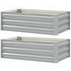Set of 2 Galvanized Raised Beds for Garden, Outdoor Planter Box for Flowers, Herbs and Vegetables, Light Grey