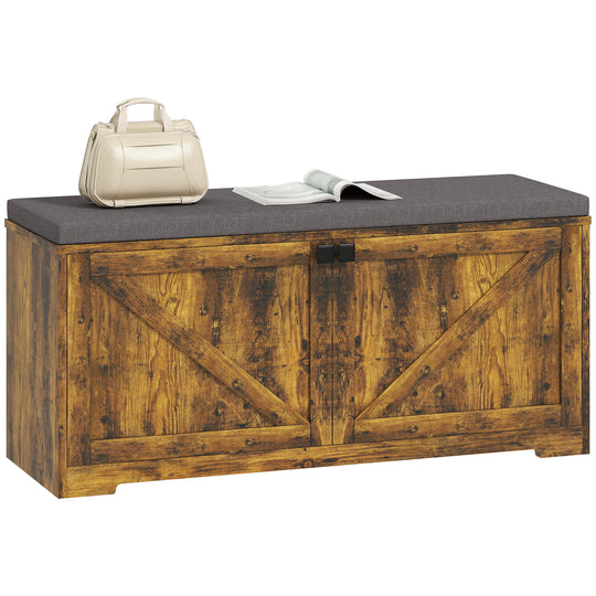 Shoe Storage Bench with Padded Seat, Entryway Bench Holds up to 352 lb, Shoe Organizer, 8 Pairs, Rustic Brown