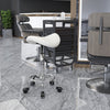 Saddle Stool, PU Leather Adjustable Rolling Salon Chair for Massage, Spa, Clinic, Beauty and Tattoo, White