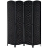 6ft Folding Room Divider, 4 Panel Wall Partition with Wooden Frame for Bedroom, Home Office, Black
