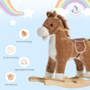 Qaba Kids Rocking Horse Plush Animal on Wooden Rockers with Sounds, Wooden Base, Baby Rocking Chair, Brown