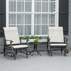 3PCs Gliding Rocking Chair & Bistro Tea Table Set, Cream White