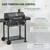 Charcoal BBQ Grill Smoker with Adjustable Charcoal Pan and Galvanised Steel Shell, Barbecue Grill Trolley with Storage