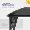 10' x 10' Hardtop Gazebo, Outdoor Gazebo Canopy with UV60+ Polycarbonate Roof, Curtains, Central Hook and Steel Frame for Garden, Lawn, Backyard, Deck
