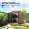 7' x 4' x 6' Garden Storage Shed Outdoor Patio Metal Tool Storage House w/ Foundation Kit and Double Doors, Brown
