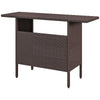 Bar Height Outdoor Rattan Table, Patio Wicker Bar Table with 2 Storage Shelves, 55.1