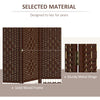 4 Panel Folding Room Divider, Portable Privacy Screen, Wave Fiber Room Partition for Home Office, White, Brown