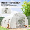 Walk-in Tunnel Greenhouse, Plant Hot House w/ Support Rods, Roll-up Mesh Door, Mesh Windows, 13'x9.8'x6.6', White