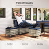 6pcs Outdoor Rattan Sofa Set Garden Wicker Sectional Couch Furniture Set with Dining Table and Chair Deep Blue