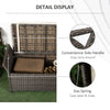 2-In-1 Outdoor PE Rattan Storage Bench, 29 Gallon Patio Wicker Furniture, Basket Box with Handles and Cushion Cream