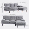 Modern Corner Couch with Right Chaise Lounge, Tufted 3-Seater Sofa with Wooden Legs for Living Room