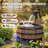 Wooden Outdoor Fountain, Electrical Barrel Waterfall with 3600r/min Speed Pump for Patio, Backyard, Carbonized