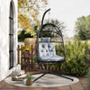 Wicker Egg Swing Chair with Stand, Foldable Hanging Egg Chair with UV Resistant Cushion, Headrest, Dark Grey