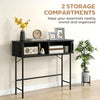 Mid-Century Entryway Table, Narrow Console Table with Storage Compartments for Behind Couch, Living Room, Black