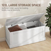 39.4 Inches Storage Chest, Storage Trunk with Safety Hinge, Wooden Box for Living Room, White Wood Grain