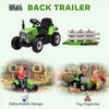 12V Kids Ride on Tractor with Trailer, Remote Control, Music Start up Sound and Horn, USB, LED Lights, Green